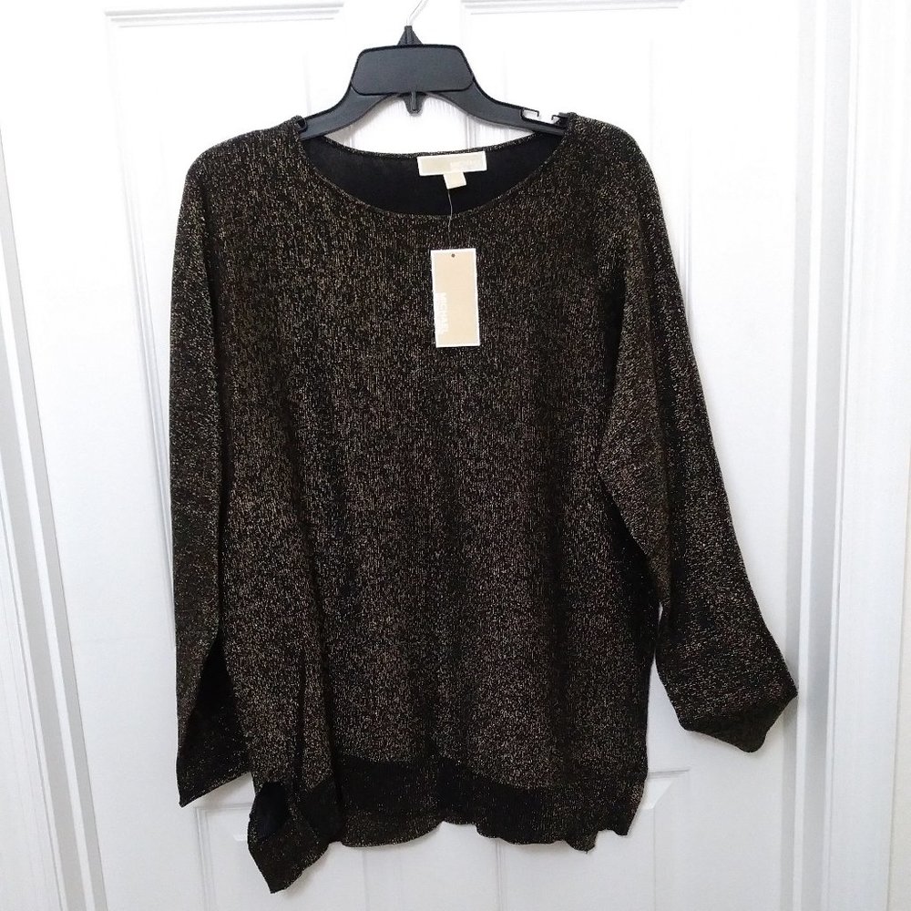 SOLD SOLD Michael Kors Gold Metallic Party Ready Tunic Top Large - Picture 16 of 16